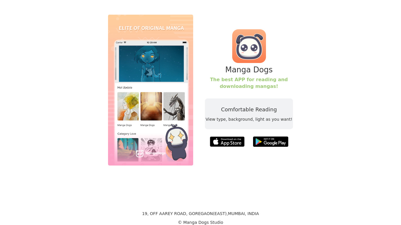 Manga Dogs – webtoon reader Landing page
