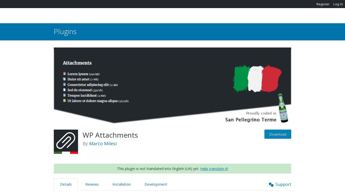 WP Attachments Landing page