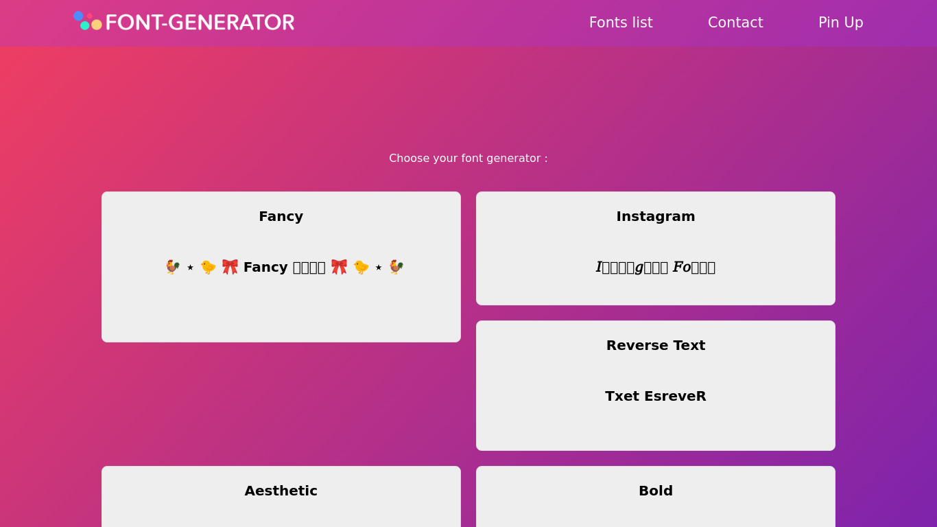 Font-Generator.io Landing page