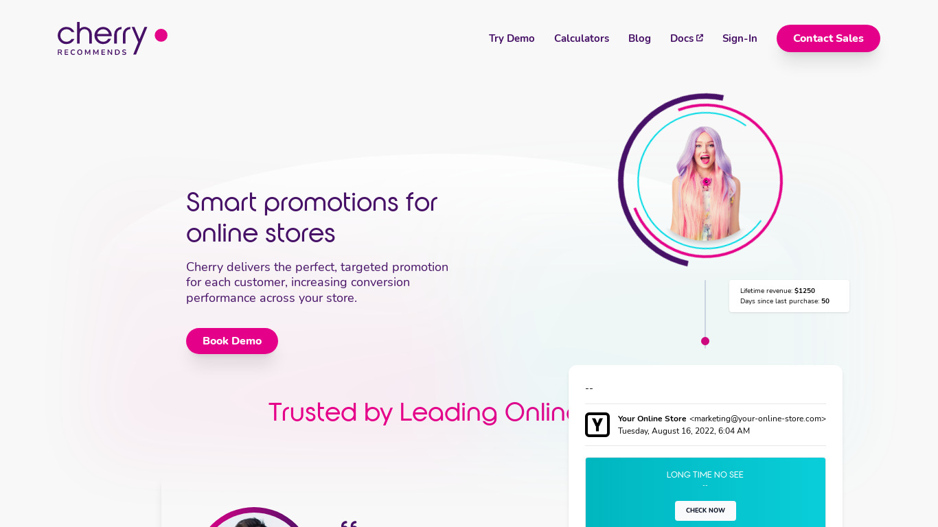 Cherry Recommends Landing page