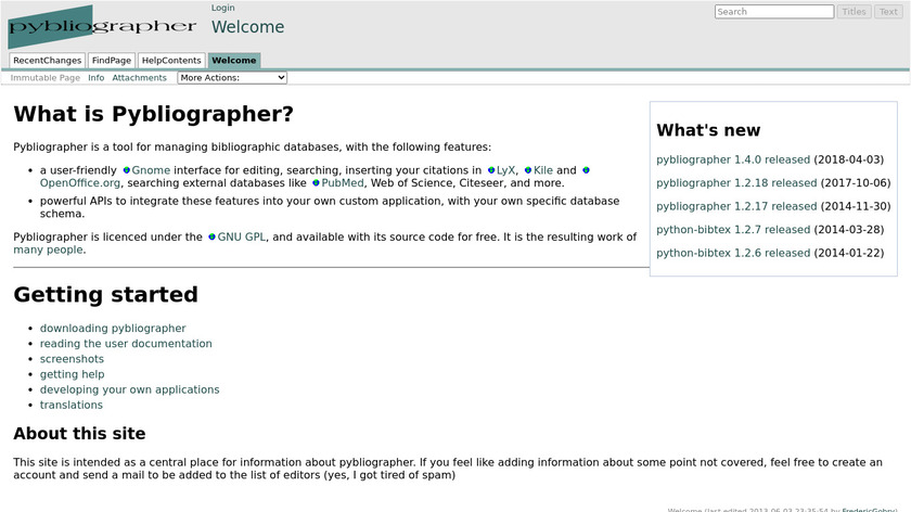 Pybliographer Landing Page