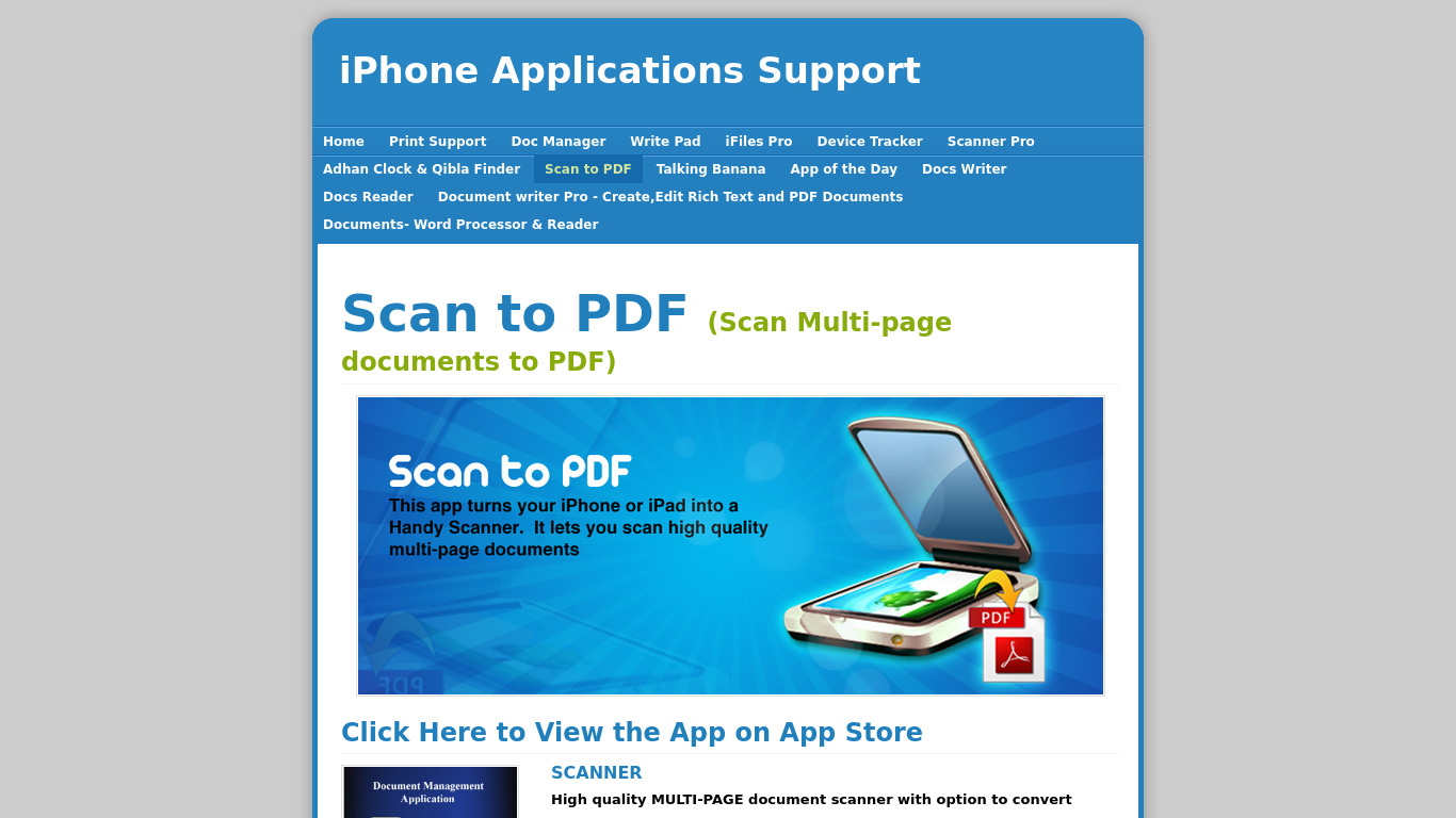 Scan to PDF Landing page