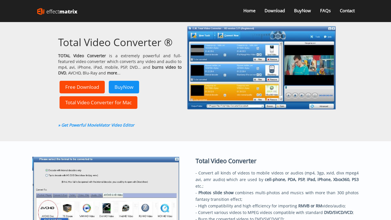 Total Video Converter Landing page