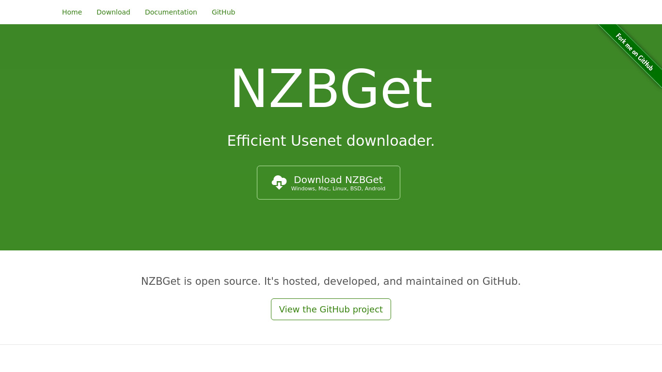 NZBGet Landing page