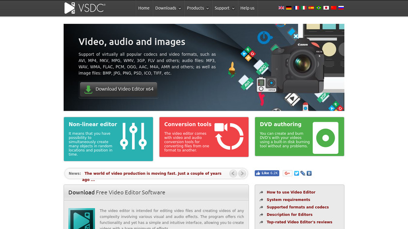 VSDC Video Editor Landing Page
