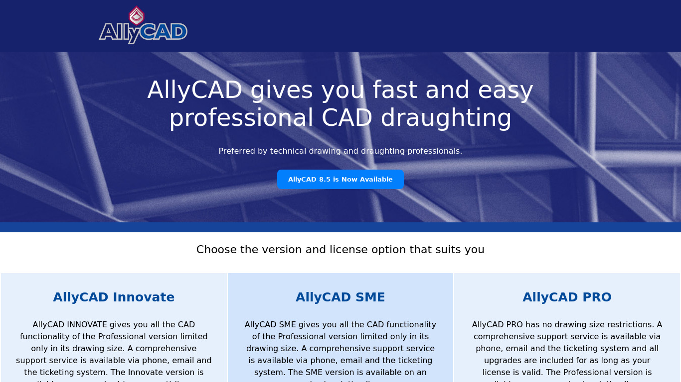AllyCAD Landing page