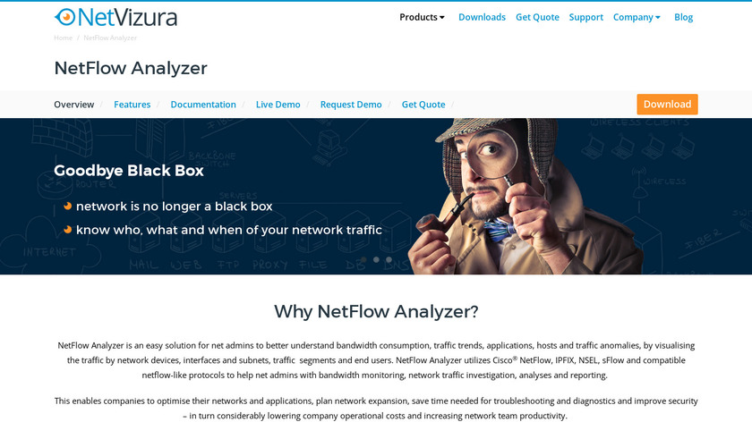 NetVizura NetFlow Analyzer Landing Page