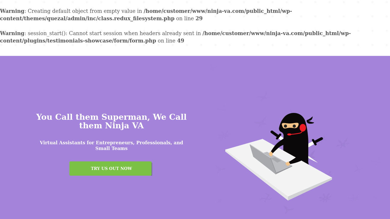 NINJA-VA Landing page