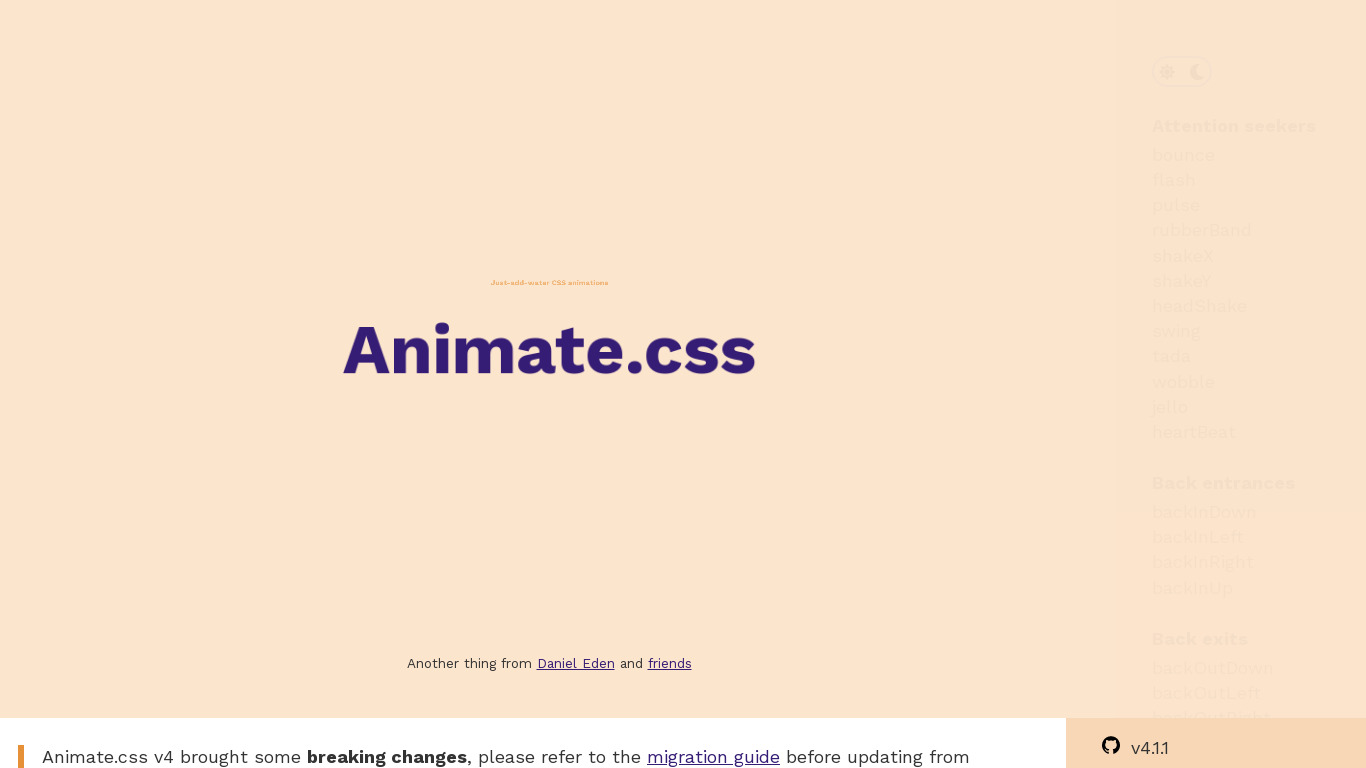 Animate.css Landing page