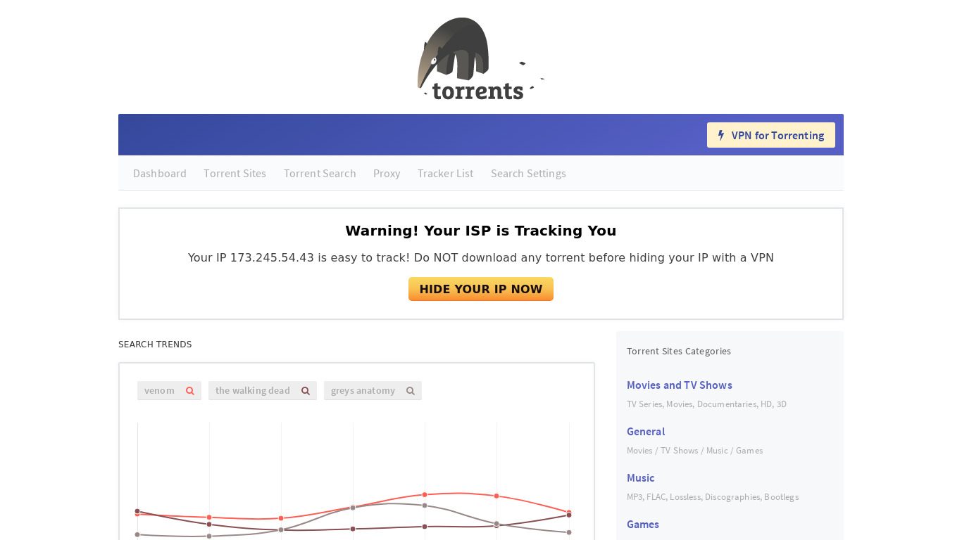 Torrents.me Landing page