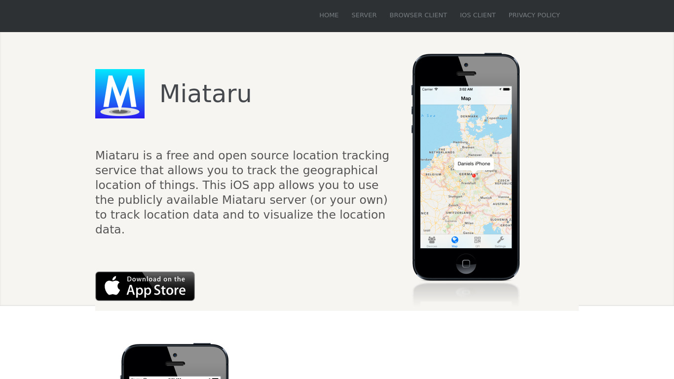 Miataru Landing page