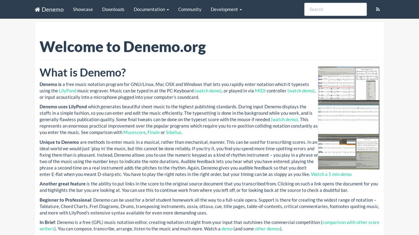 Denemo Landing Page