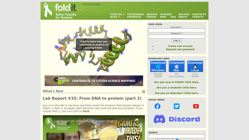 fold.it Foldit Landing Page
