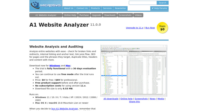 A1 Website Analyzer Landing Page