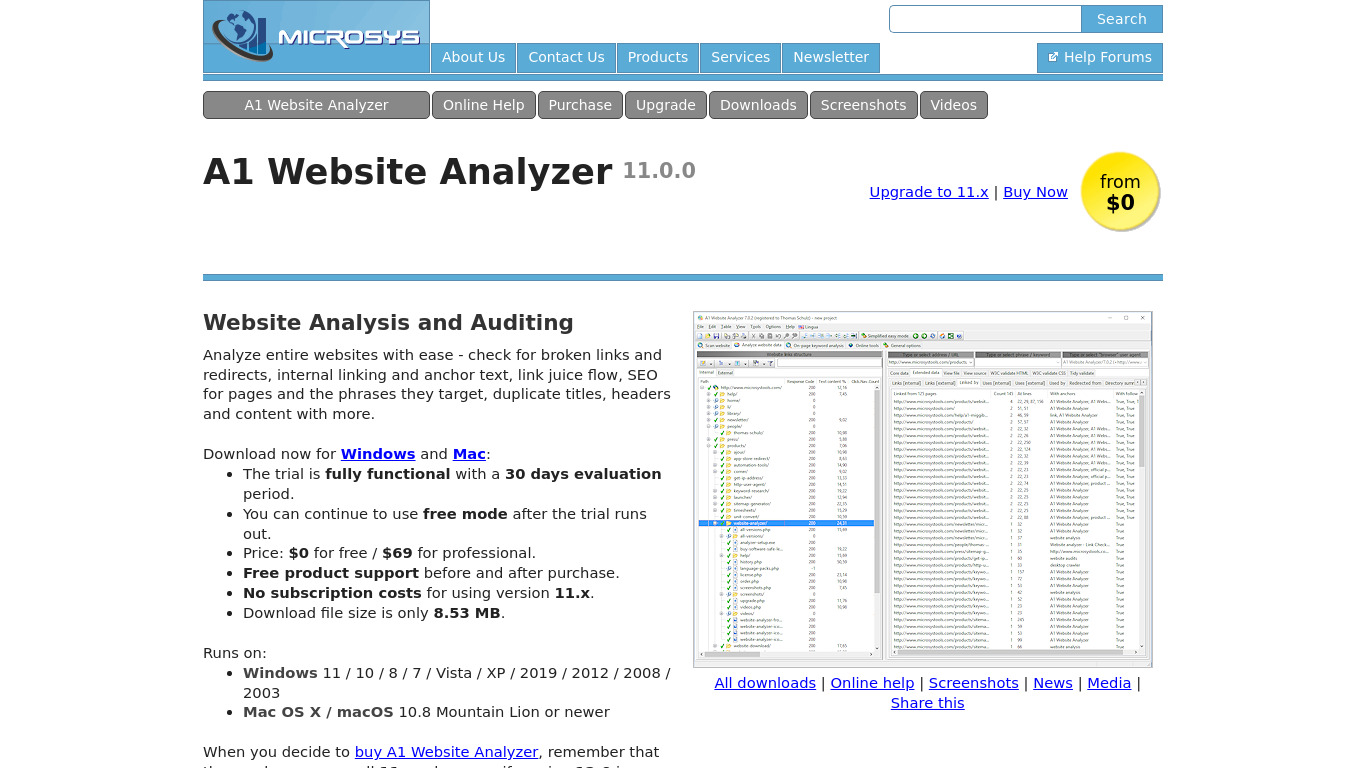 A1 Website Analyzer Landing page