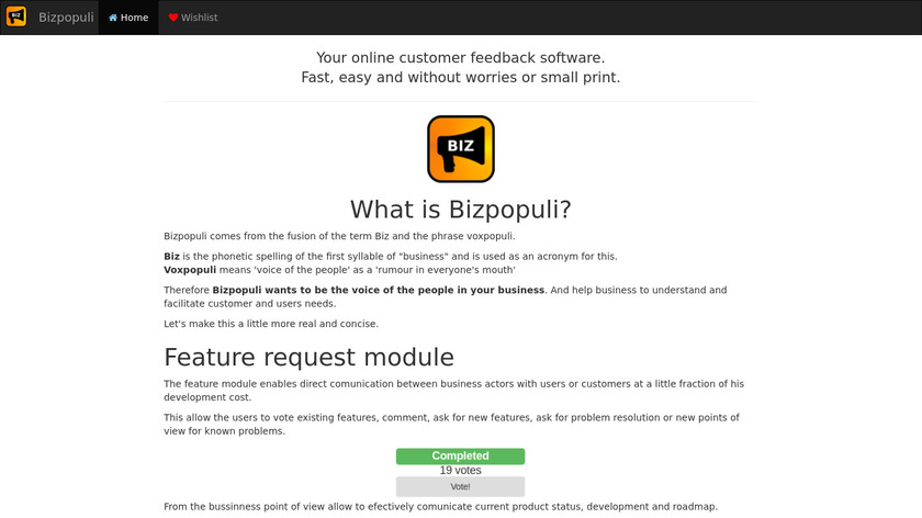 Bizpopuli Landing Page