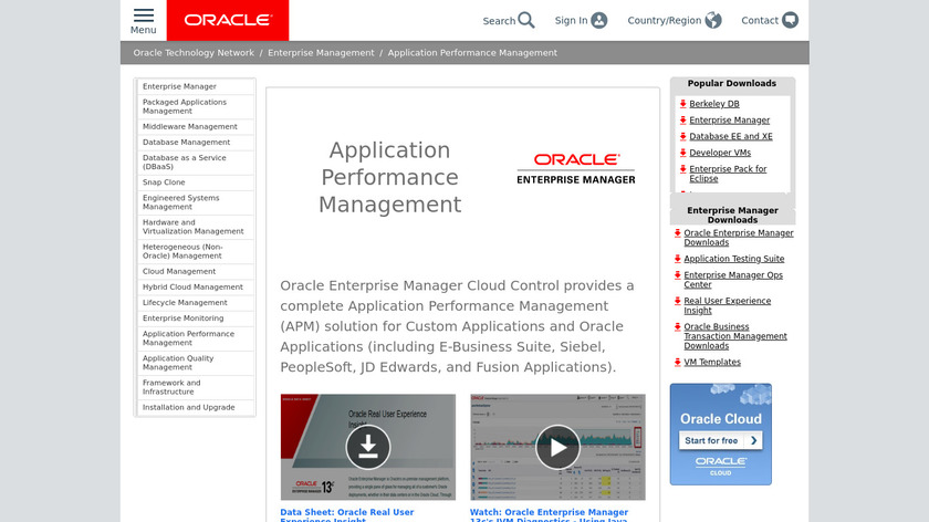 Oracle Enterprise Manager Landing Page