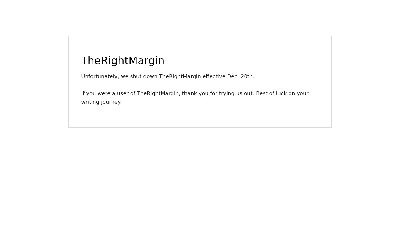 TheRightMargin Landing page