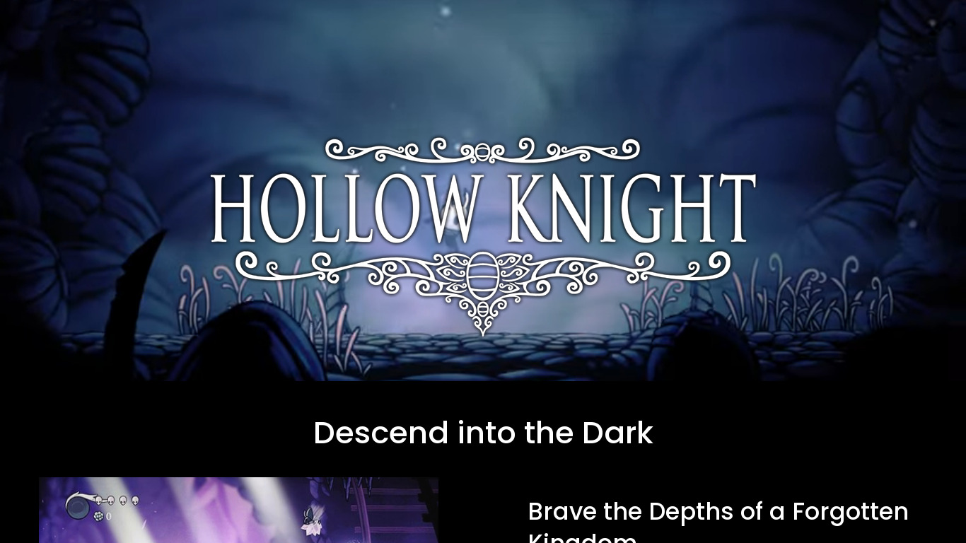 Hollow Knight Landing page
