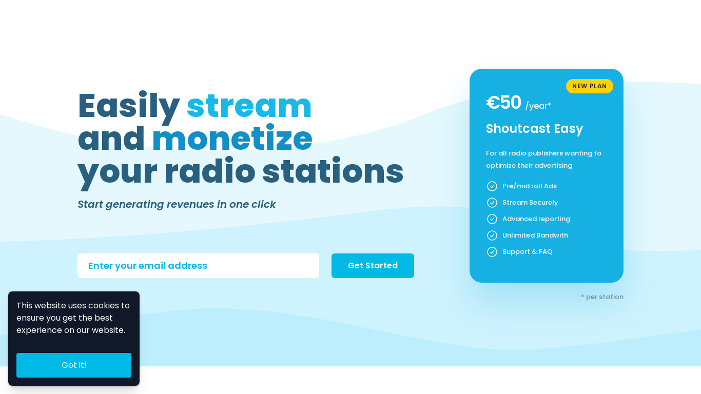 SHOUTcast Radio Landing page