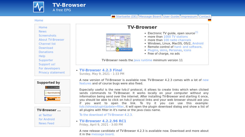 TV-Browser Landing Page