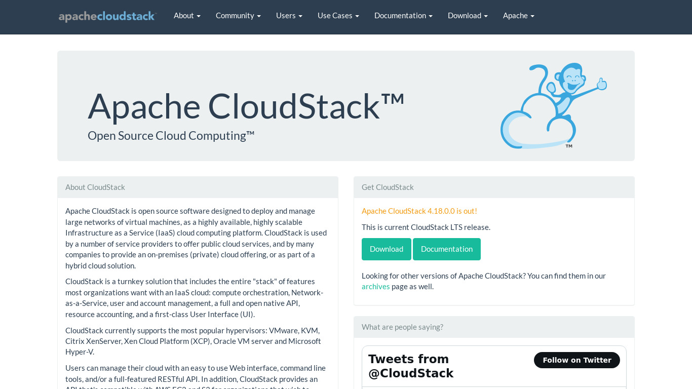 Apache CloudStack Landing page