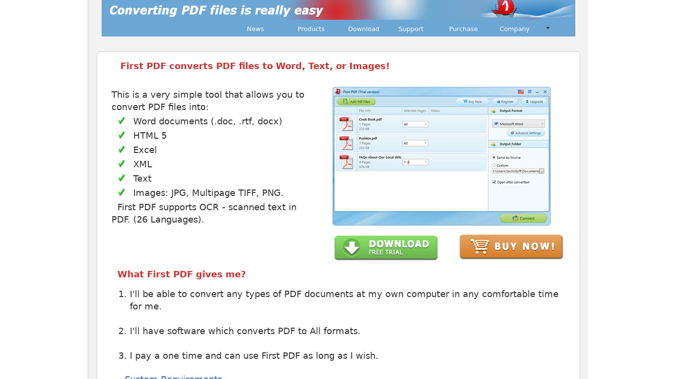 pdftoword.us First PDF Landing page