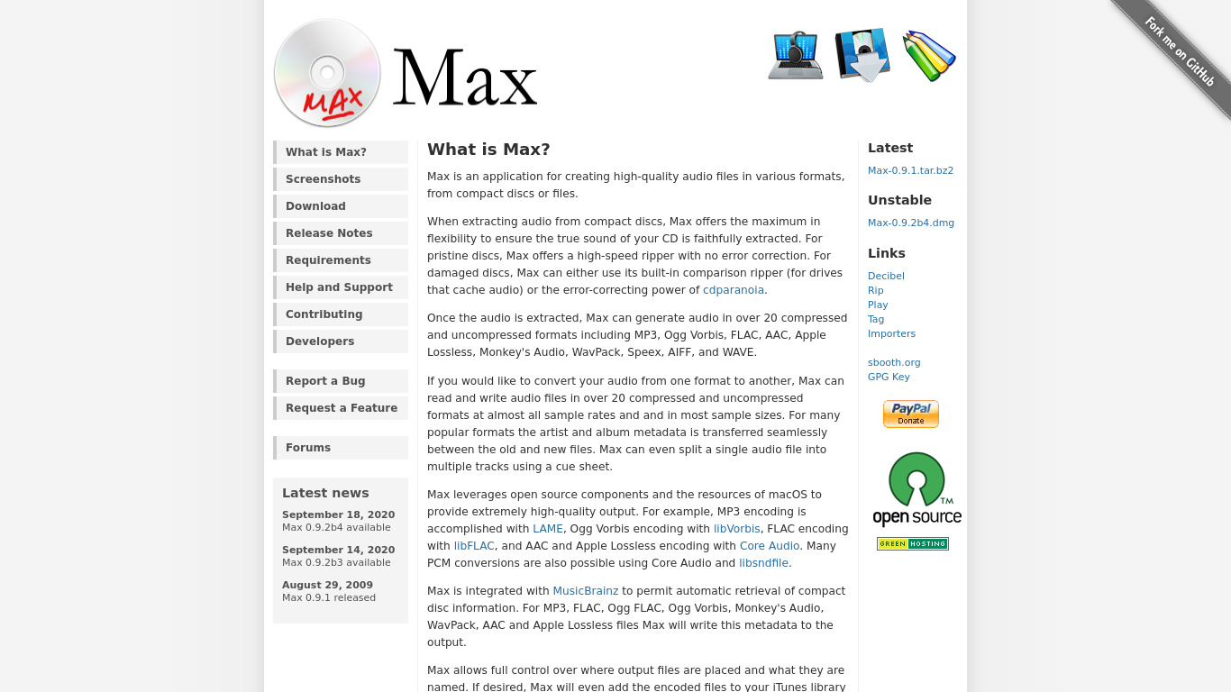 Max Landing page