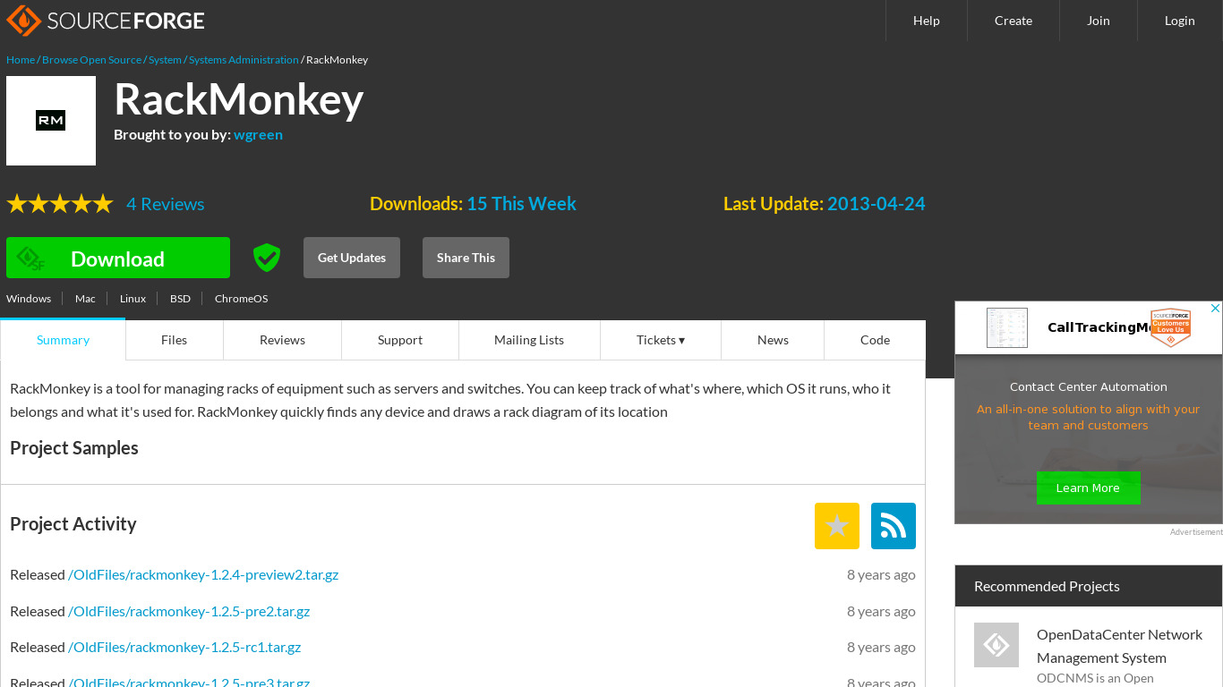 RackMonkey Landing page