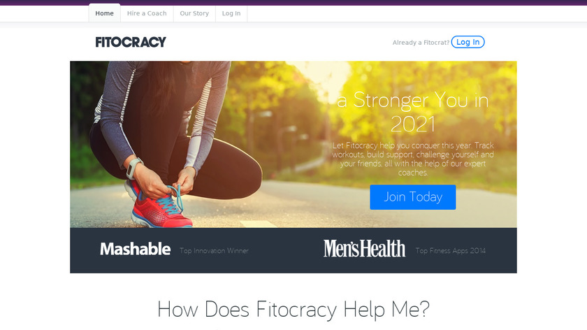 Fitocracy Landing Page