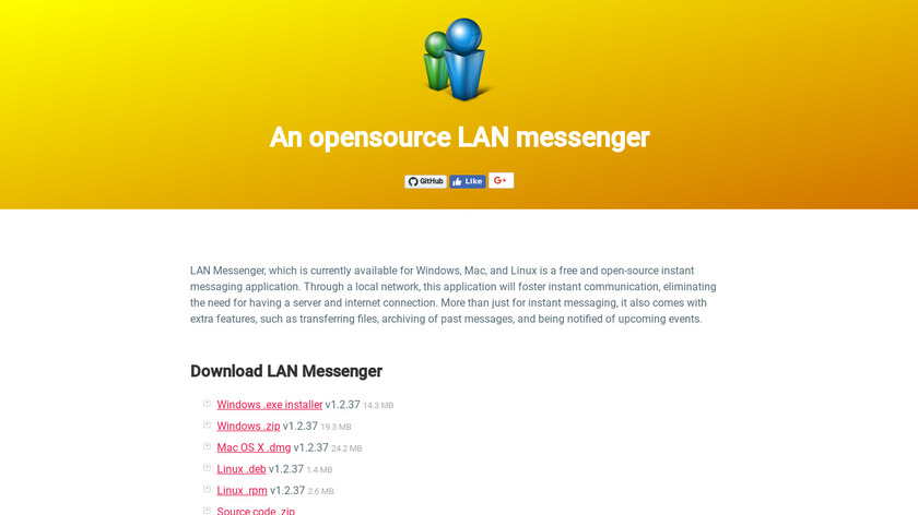LAN Messenger Landing Page