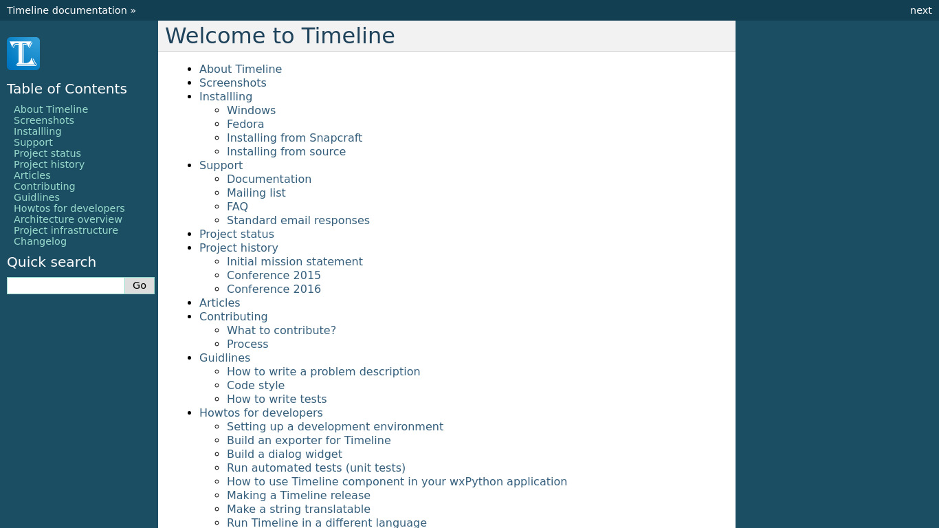 Timeline Landing page