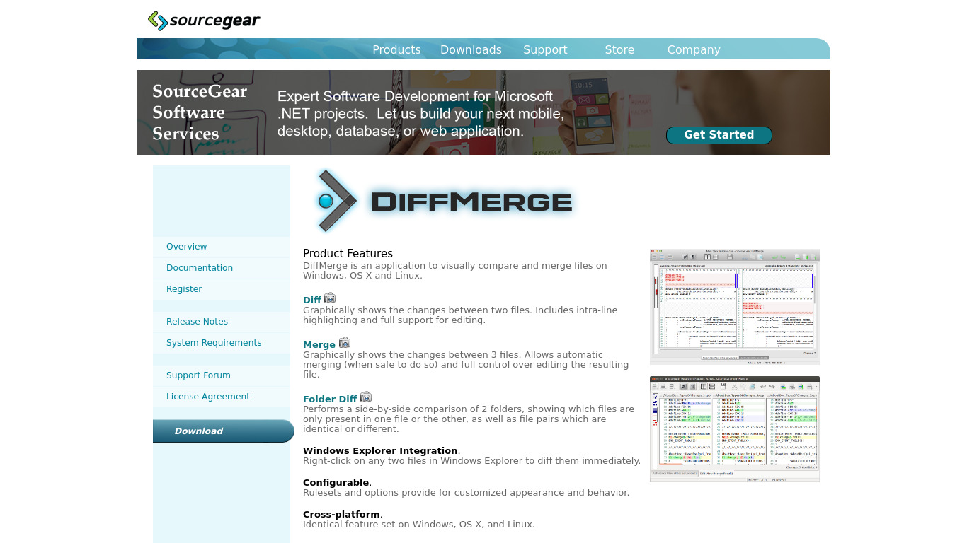 DiffMerge Landing page
