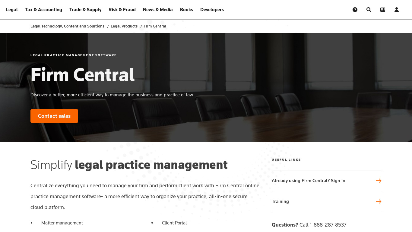 Firm Central Landing page