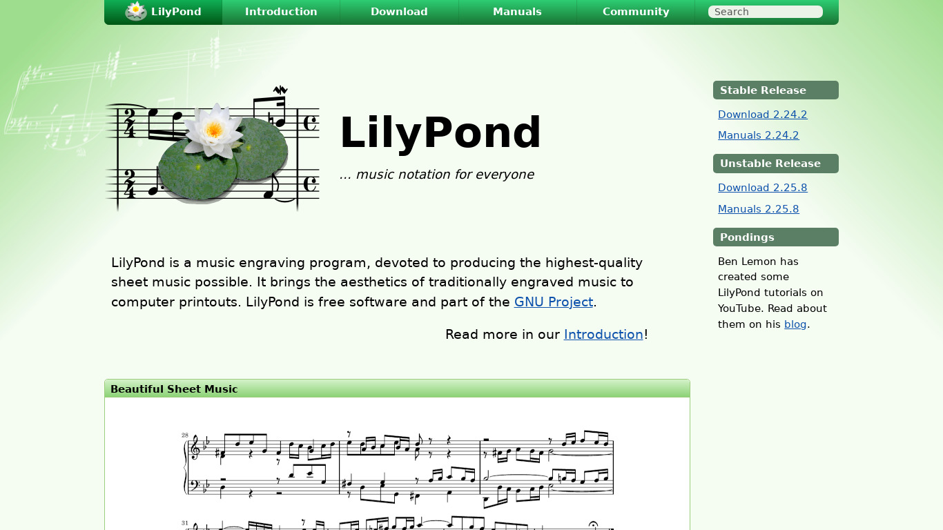 LilyPond Landing page