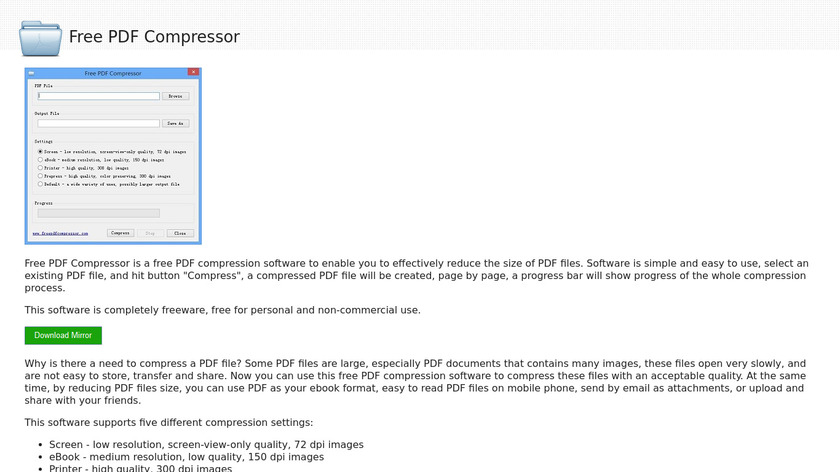 Free PDF Compressor Landing Page