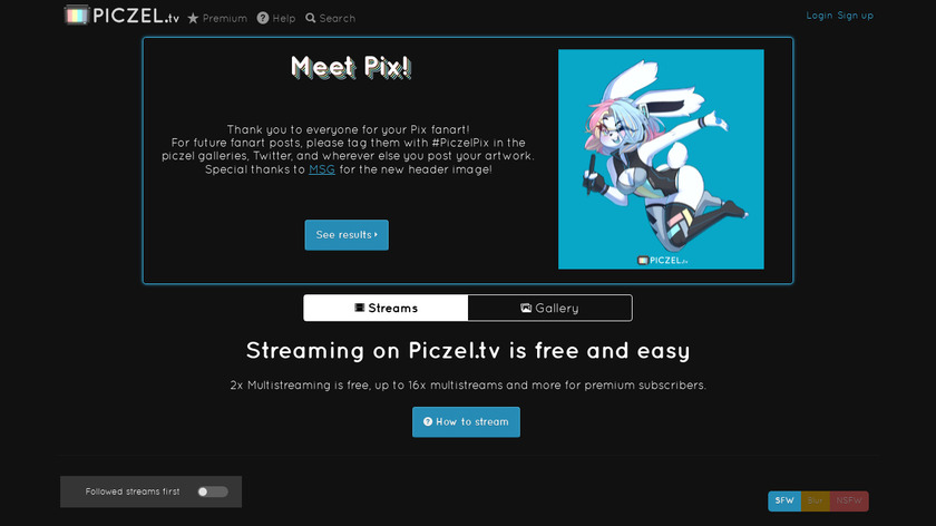 Piczel.tv Landing Page