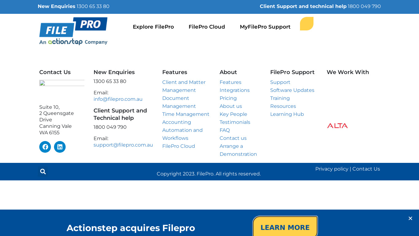 FilePro Landing page