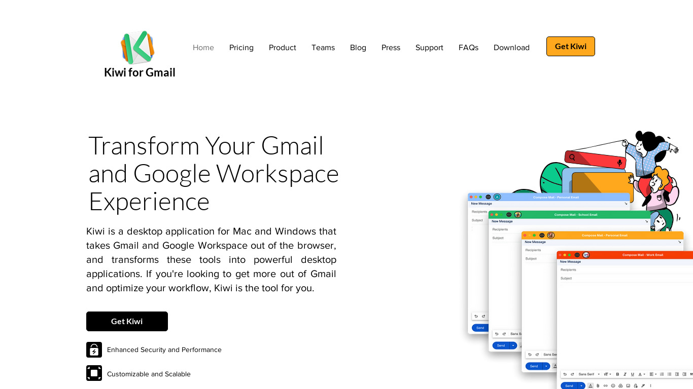Kiwi for Gmail Landing page