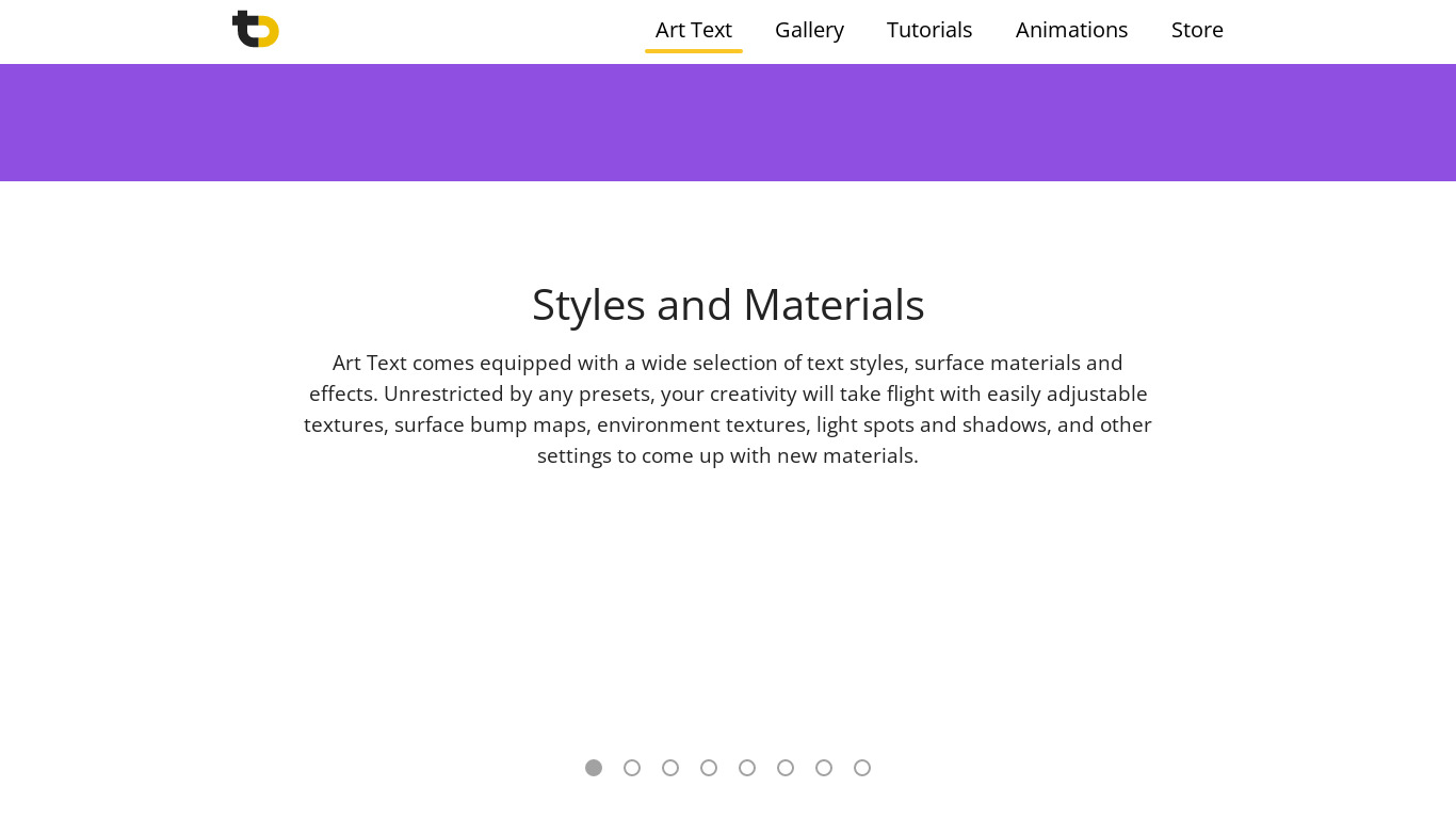 Art Text Landing page