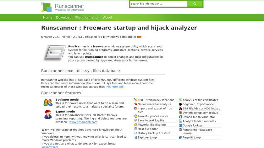 RunScanner Landing Page