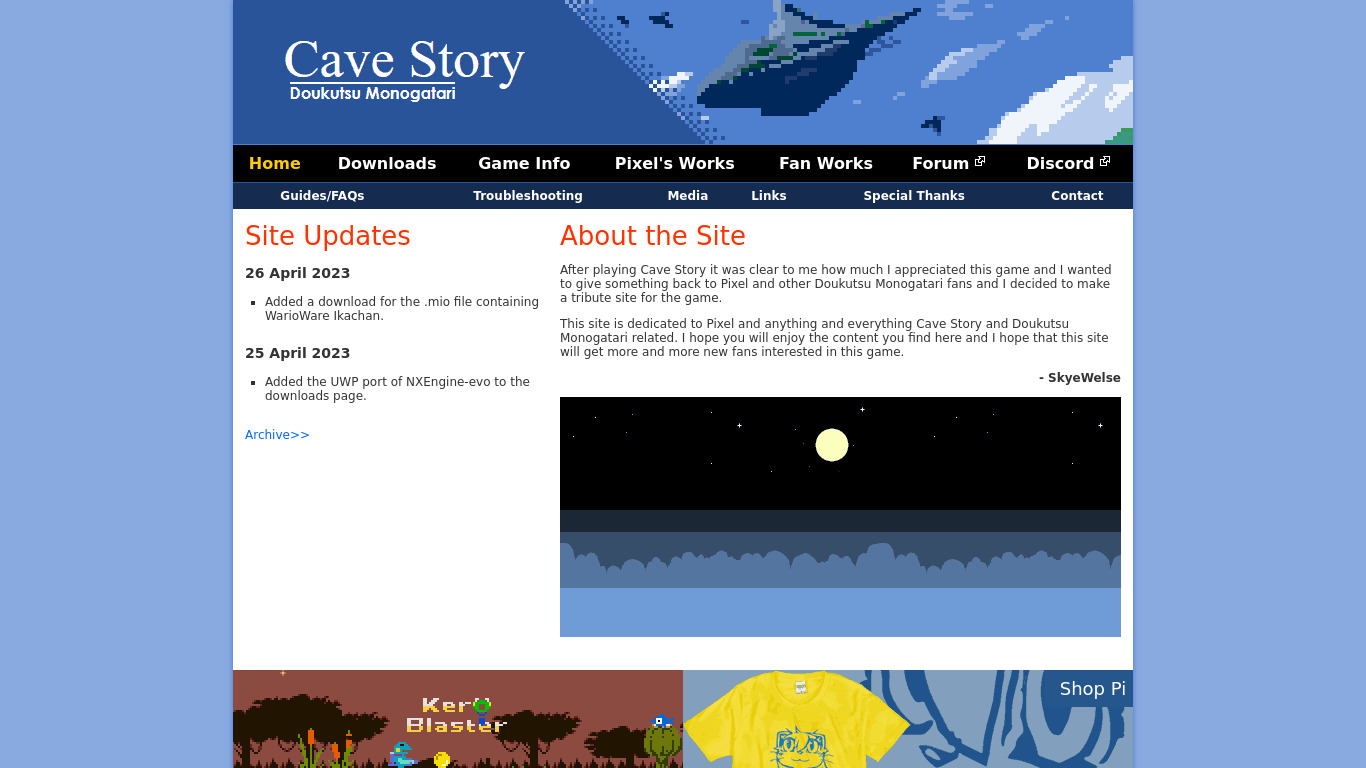 Cave Story Landing page