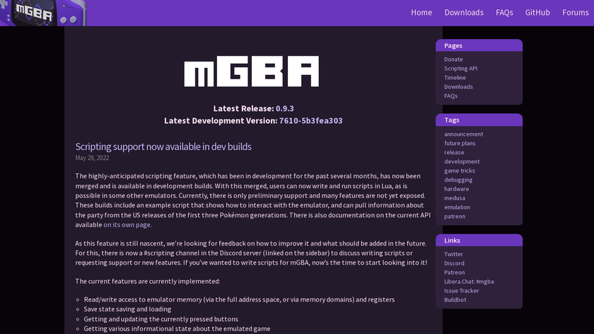 mGBA Landing Page