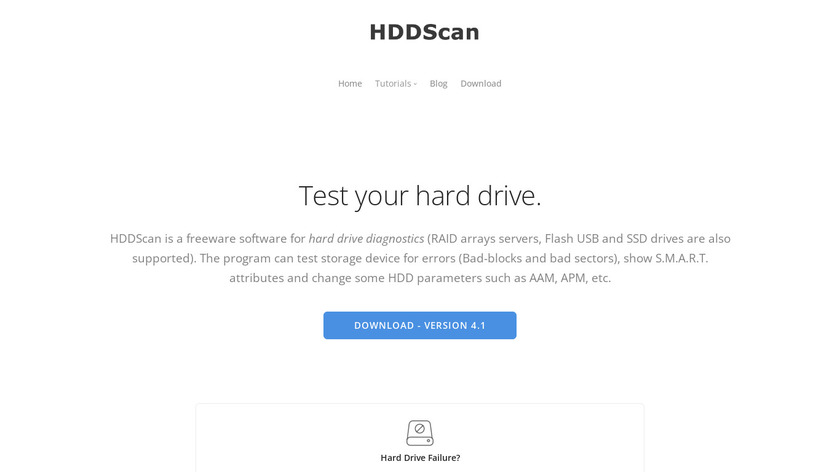 HDDScan Landing Page