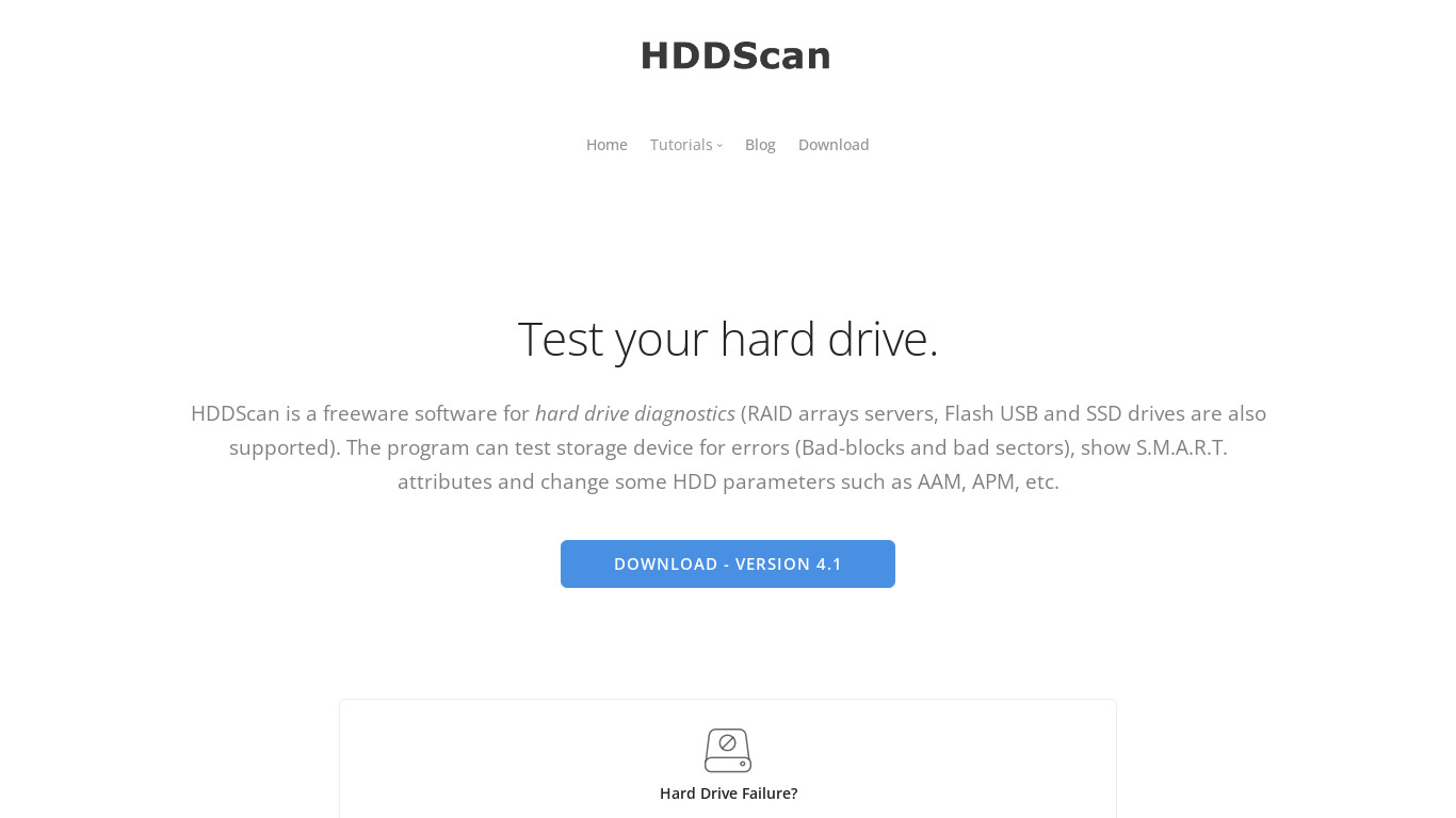 HDDScan Landing page