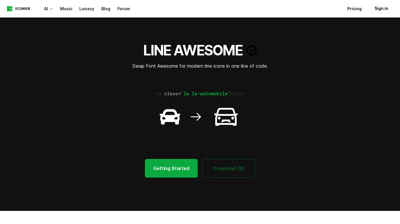 Line Awesome Landing page