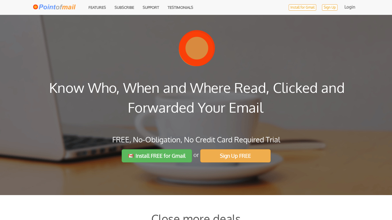 Pointofmail.com Landing page