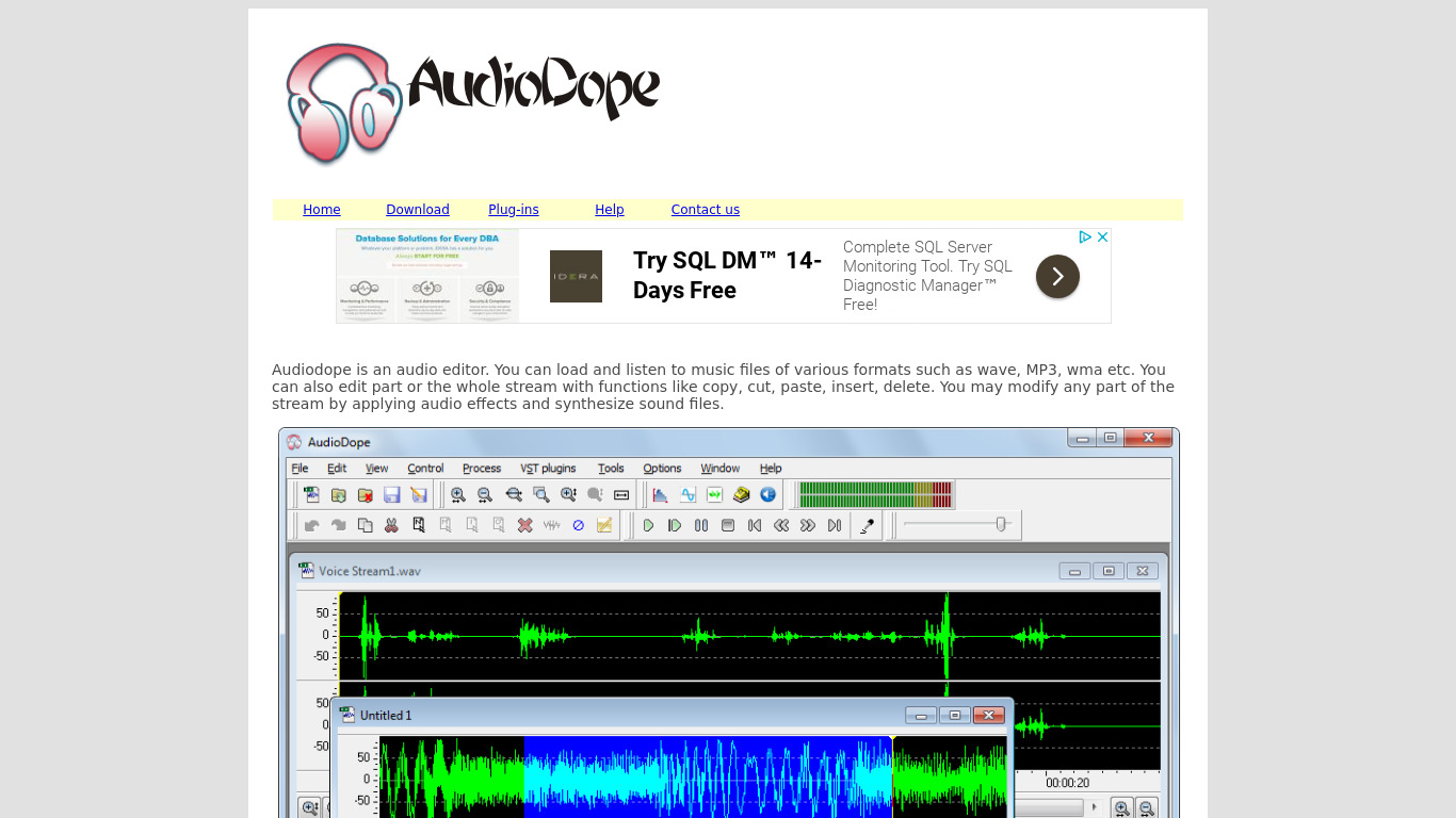 AudioDope Landing page
