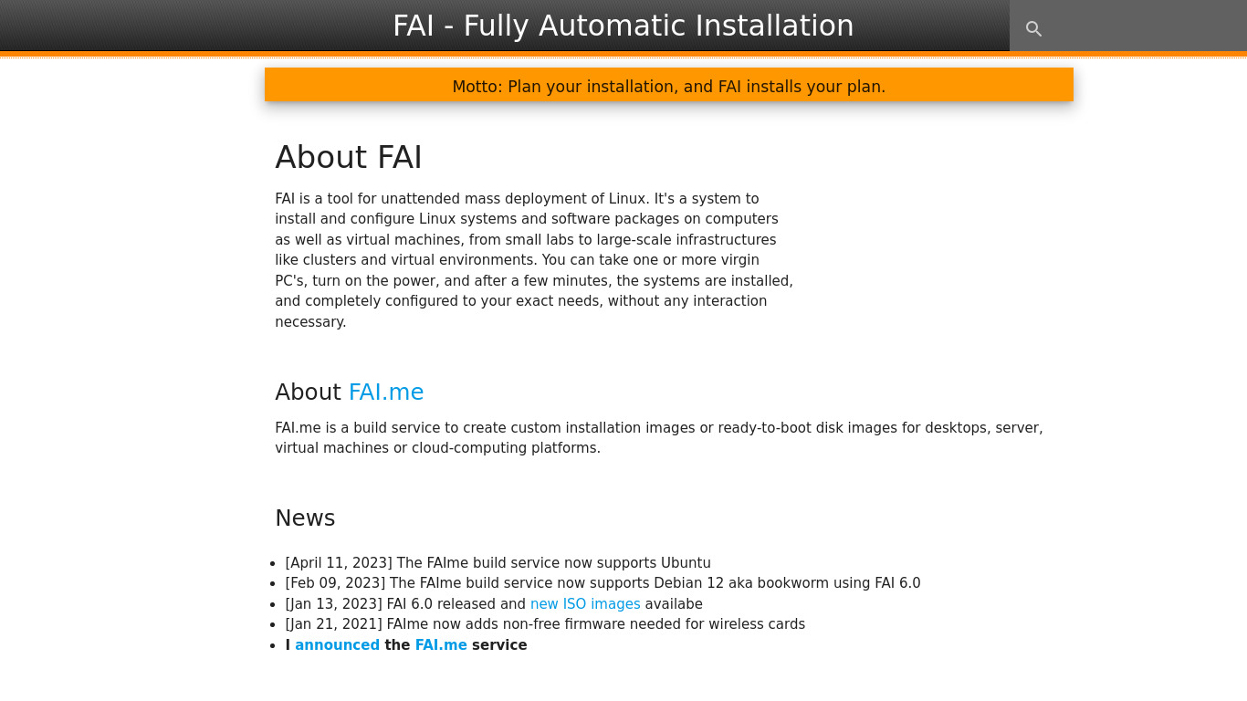 FAI Landing page