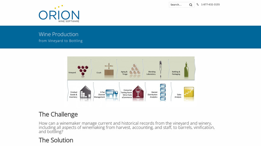 Orion Wine Software Landing Page